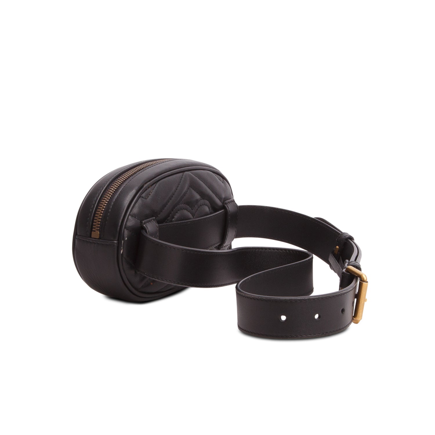 Gucci Black GG Marmont Matelasse Leather Belt Bag, Size 95 38