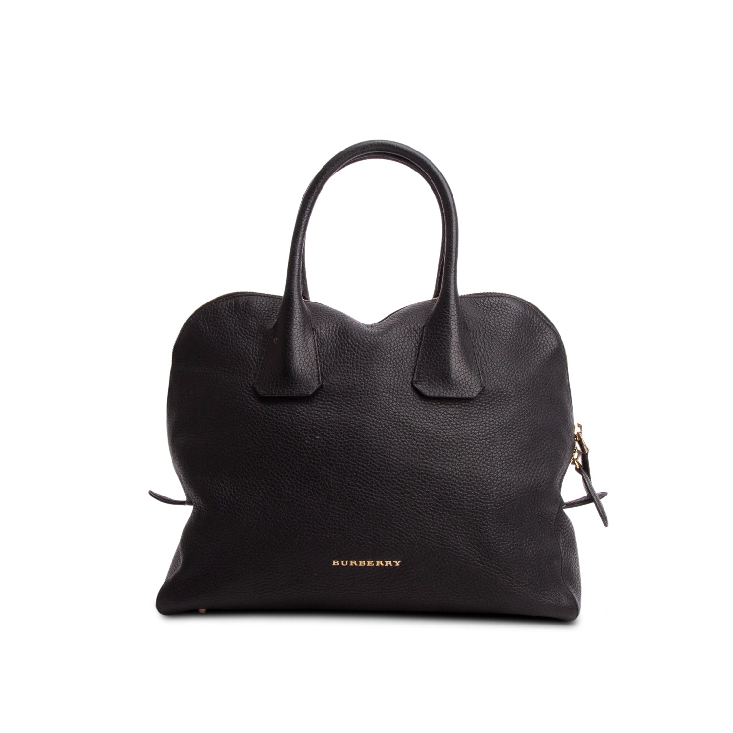 Burberry Black Grained Leather Greenwood Medium Bowling Bag w