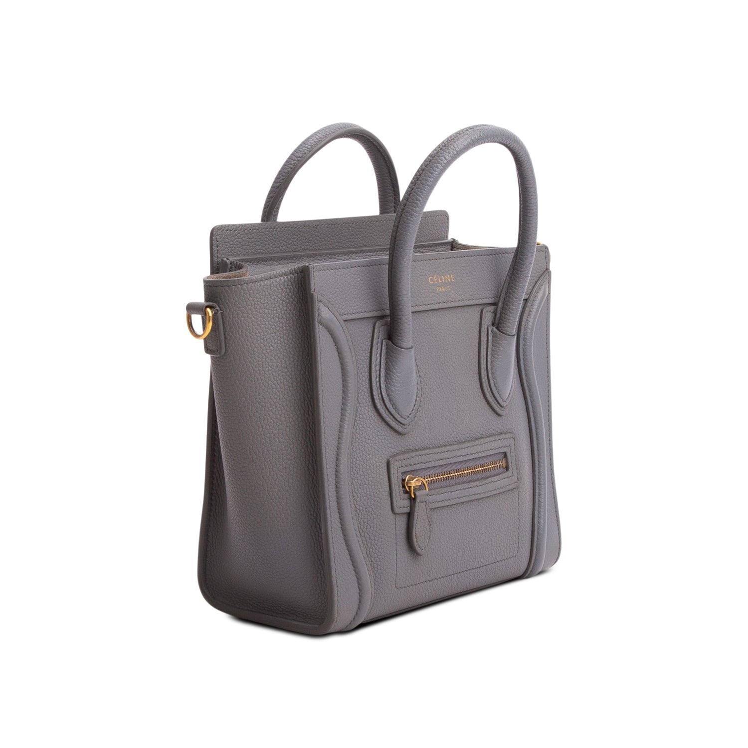 Celine Grey Calfskin Leather Nano Luggage Tote w/ Strap