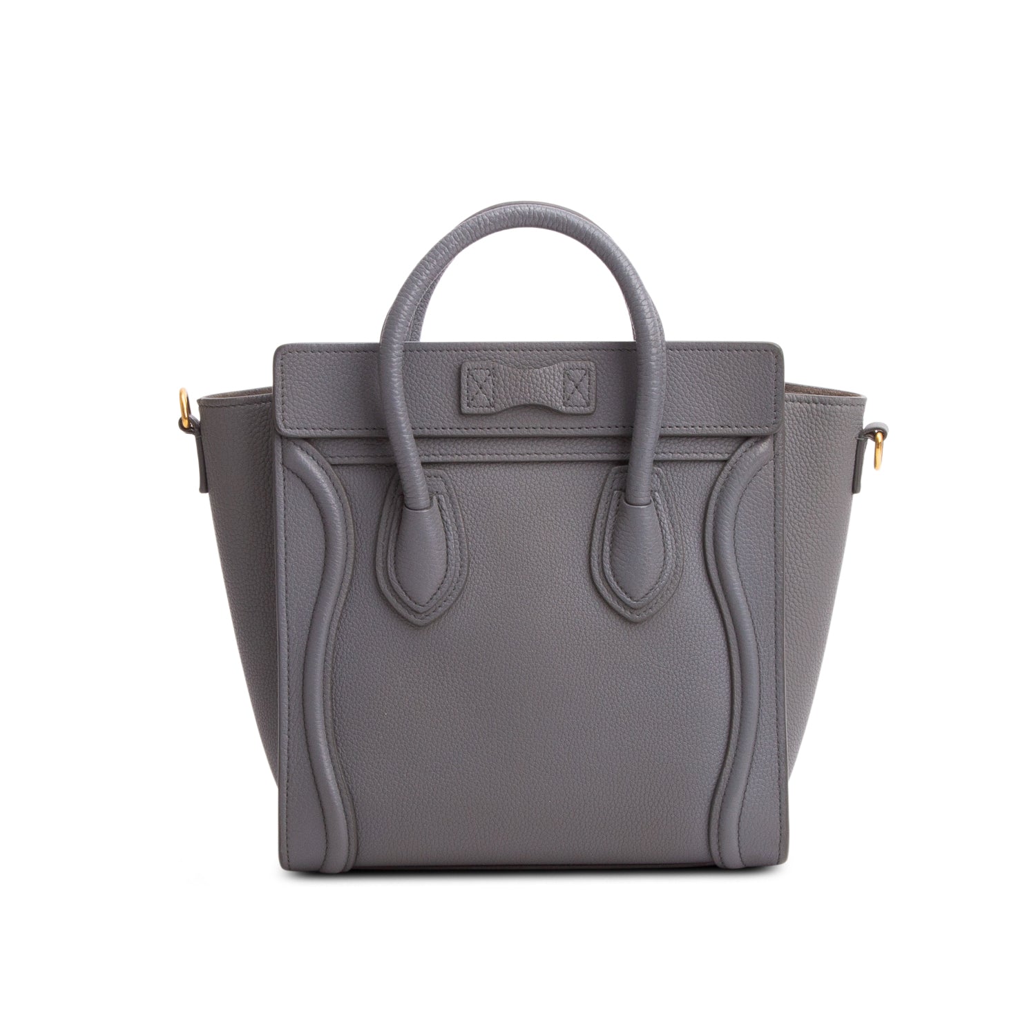 Celine Grey Calfskin Leather Nano Luggage Tote w/ Strap