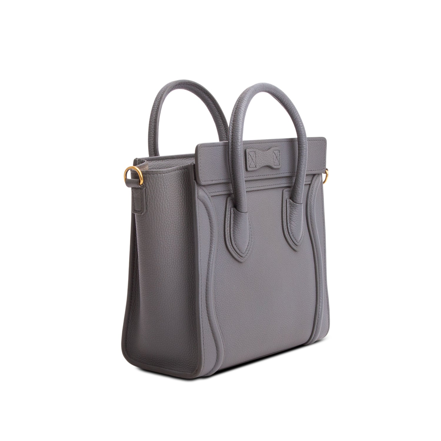 Celine Grey Calfskin Leather Nano Luggage Tote w/ Strap