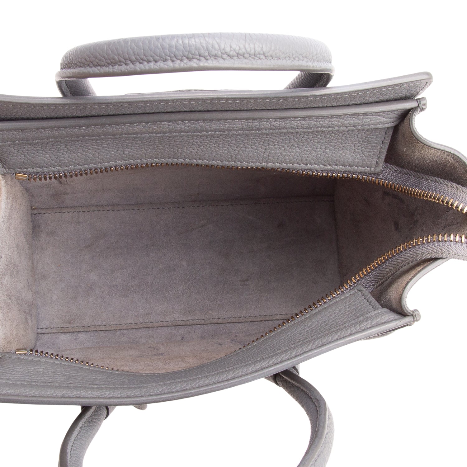 Celine Grey Calfskin Leather Nano Luggage Tote w/ Strap