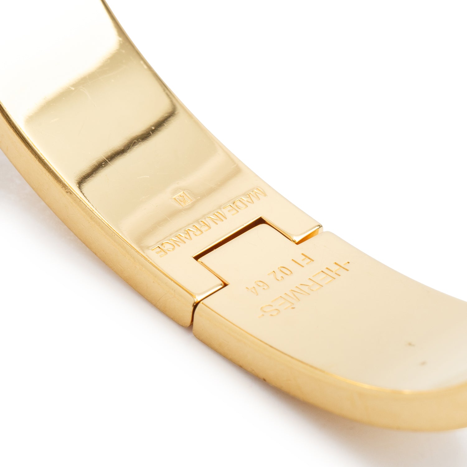 Hermes Gold Plated White Enamel 12 MM Clic H Bracelet w/ Box
