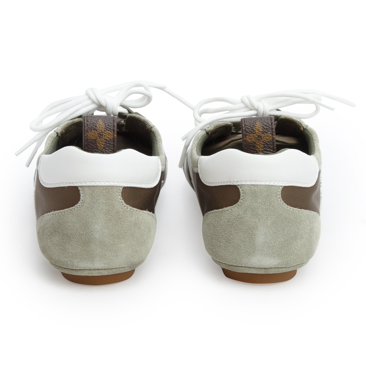 Louis Vuitton 2025 Khaki Green Suede Brown Satin LV Sneakerina Sneakers, Women's Size 37.5 w/ Box