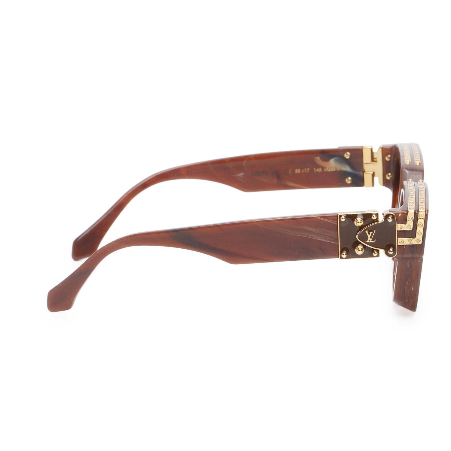 Louis Vuitton 2020 Z1337W Brown Choco Marble Acetate 1.1 Millionaires Sunglasses w/ Box