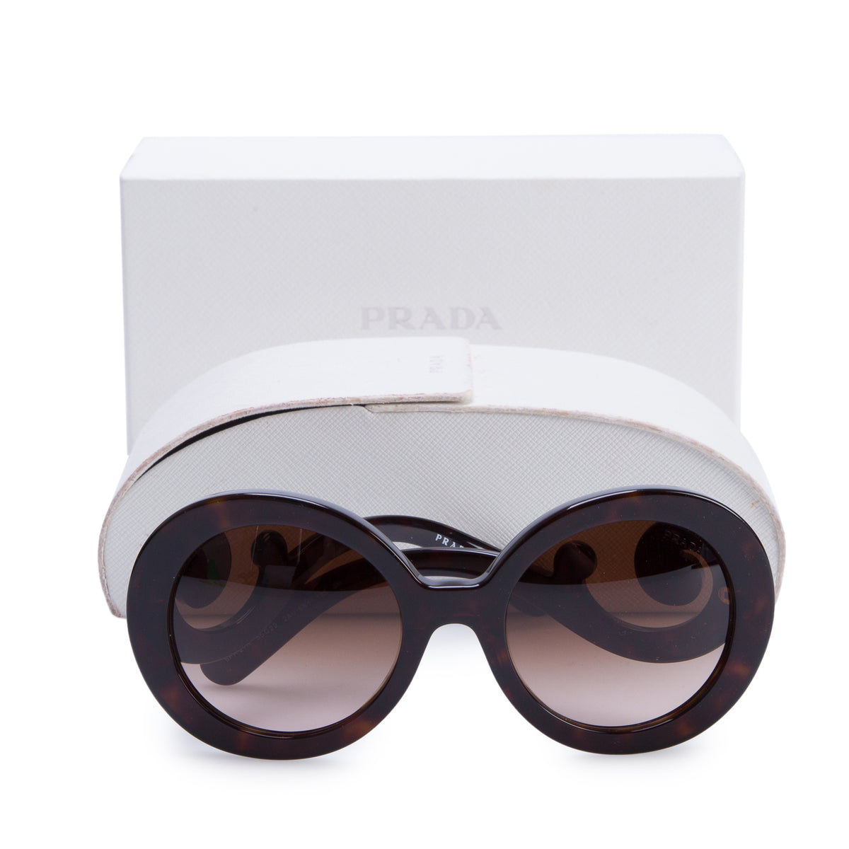 Prada SPR27N Black Acetate Classic Spiral Sunglasses w/ Box & Case