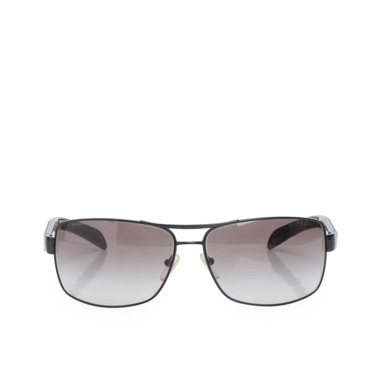 Prada SPS 541 Black-Tone Metal/Acetate Linea Rosa Pilot Sunglasses w/ Case