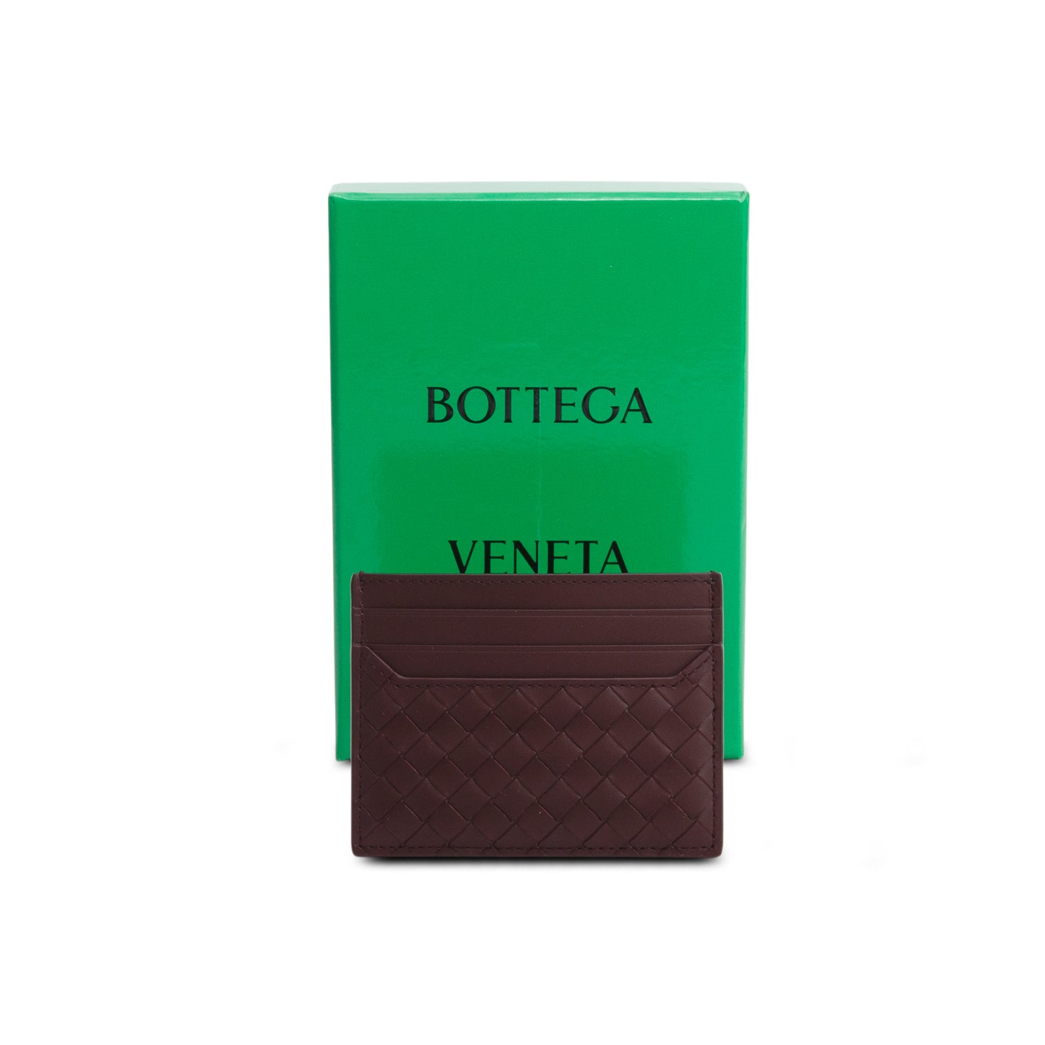 Bottega Venetta Brown Intreciatto Nappa Leather Card Holder w/ Box