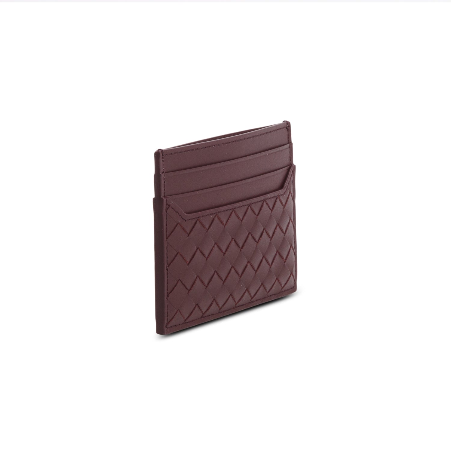 Bottega Venetta Brown Intreciatto Nappa Leather Card Holder w/ Box
