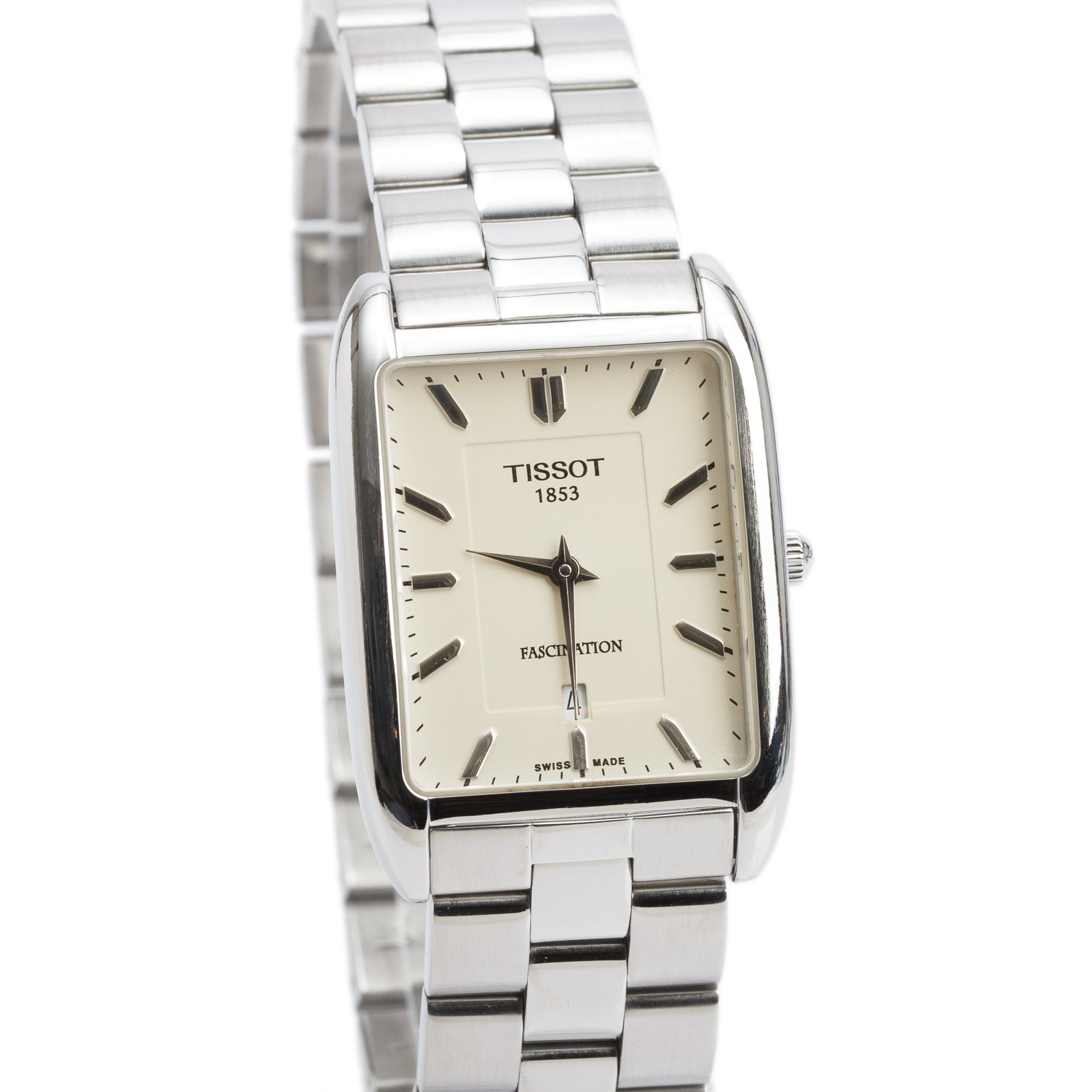 Tissot Stainless Steel Fascination 27 MM Quartz Watch Creme Dial