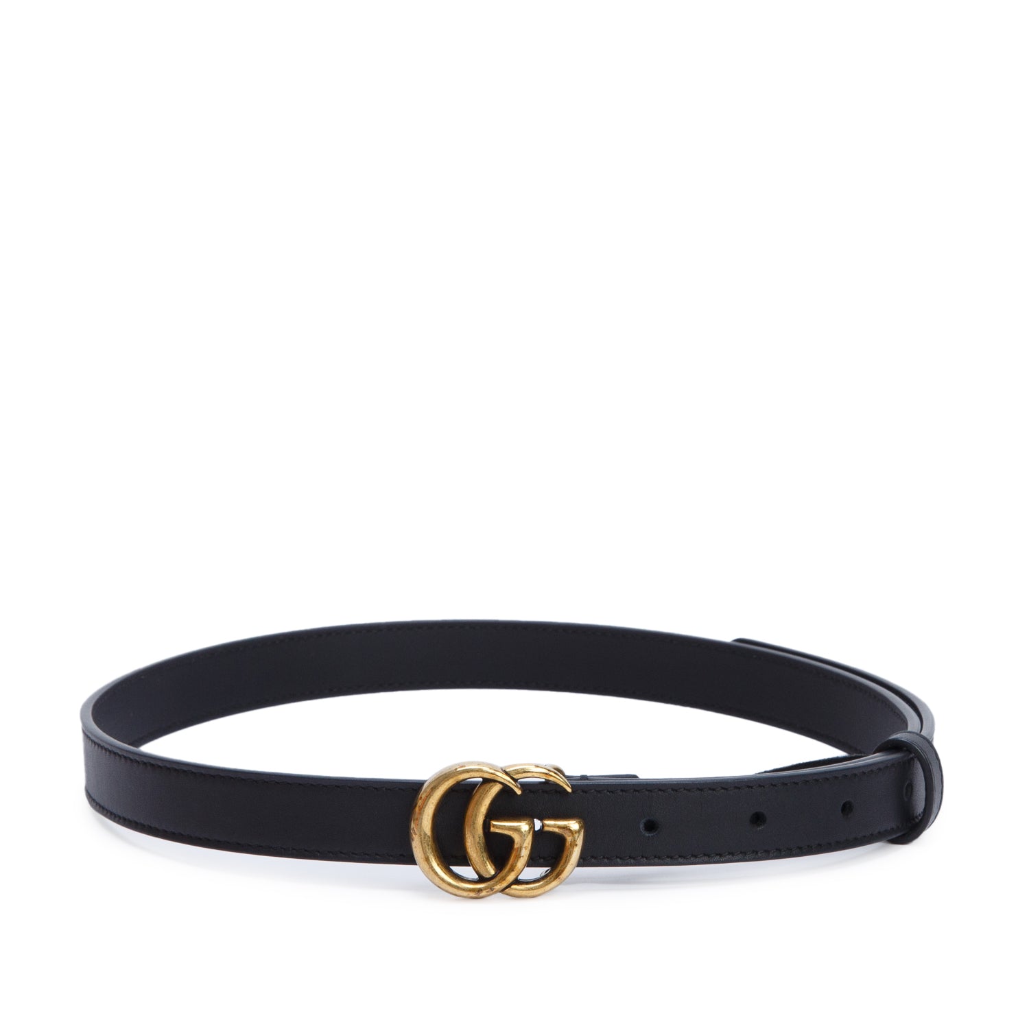 Gucci Black Leather GG Marmont Thin Belt, 75 30 w/ Box