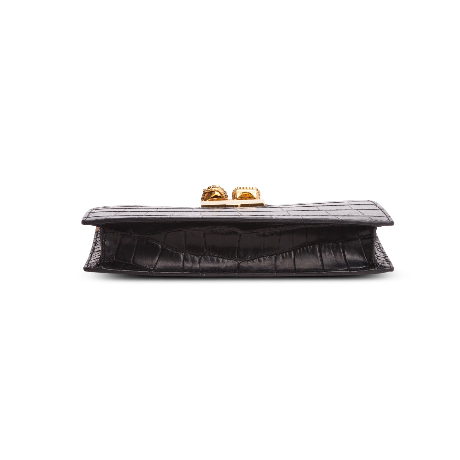 Alexander McQueen Calfskin Crocodile Embossed Knuckle Flat Clutch w/ Box