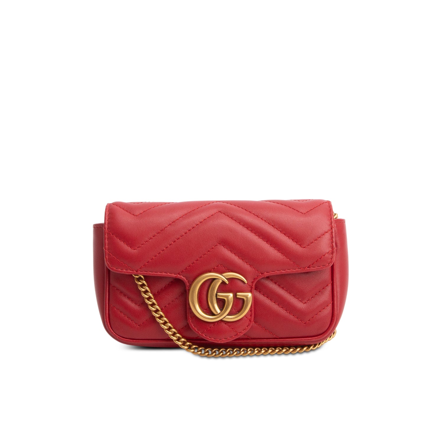 Gucci Red GG Marmont Matelasse Leather Super Mini Bag