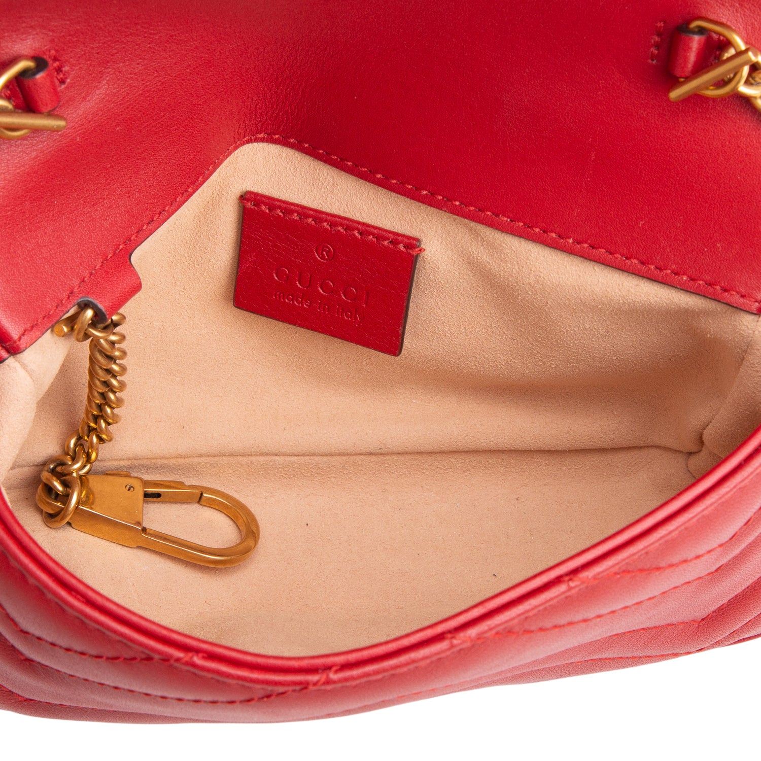 Gucci Red GG Marmont Matelasse Leather Super Mini Bag