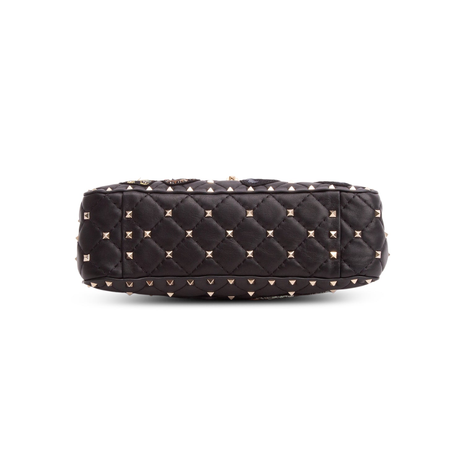 Valentino 2020 Black Nappa Leather Medium Rockstud Butterfly Embroidered Spike Shoulder Bag w/ Receipt