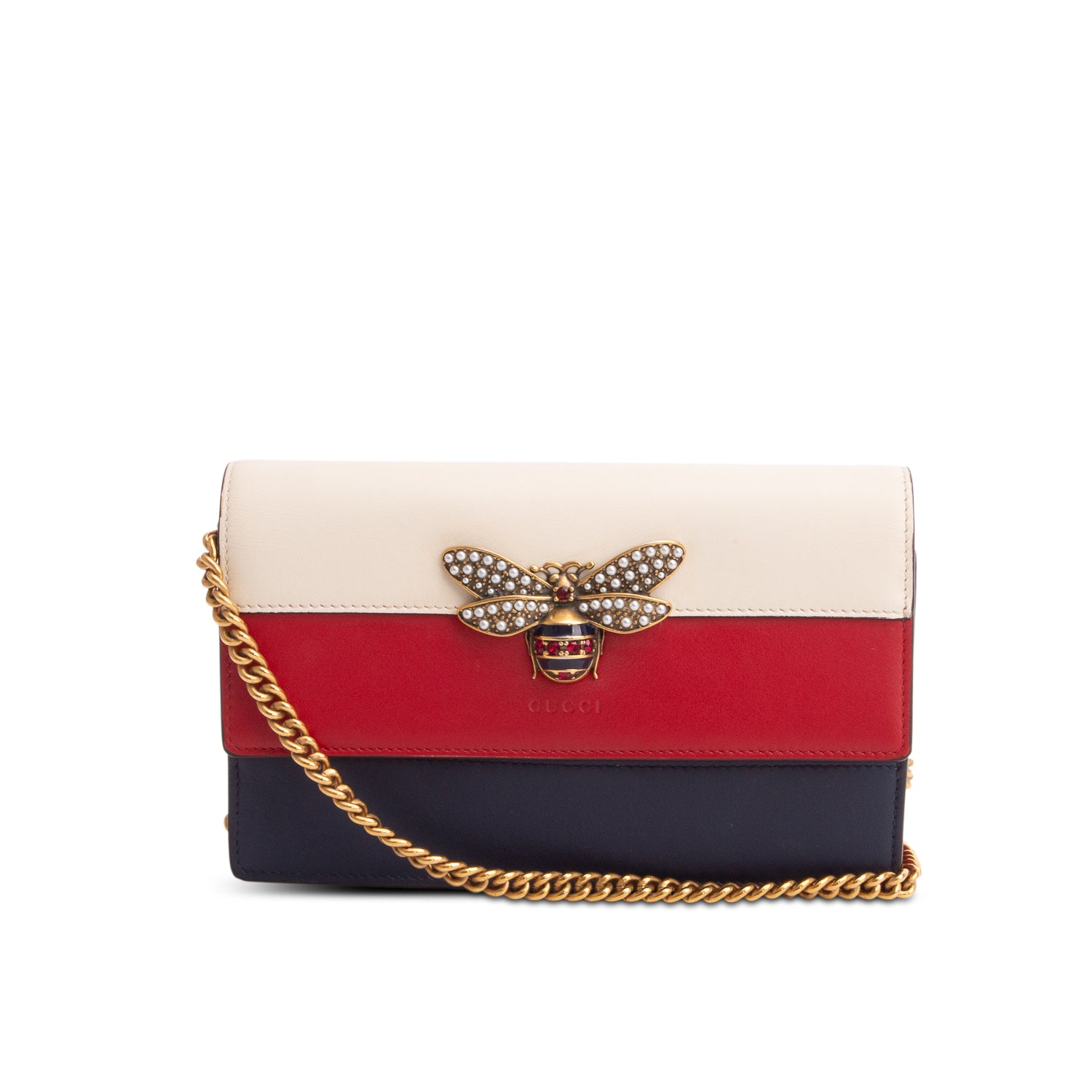 Gucci Tri-Color Calfskin Queen Margaret Chain Wallet