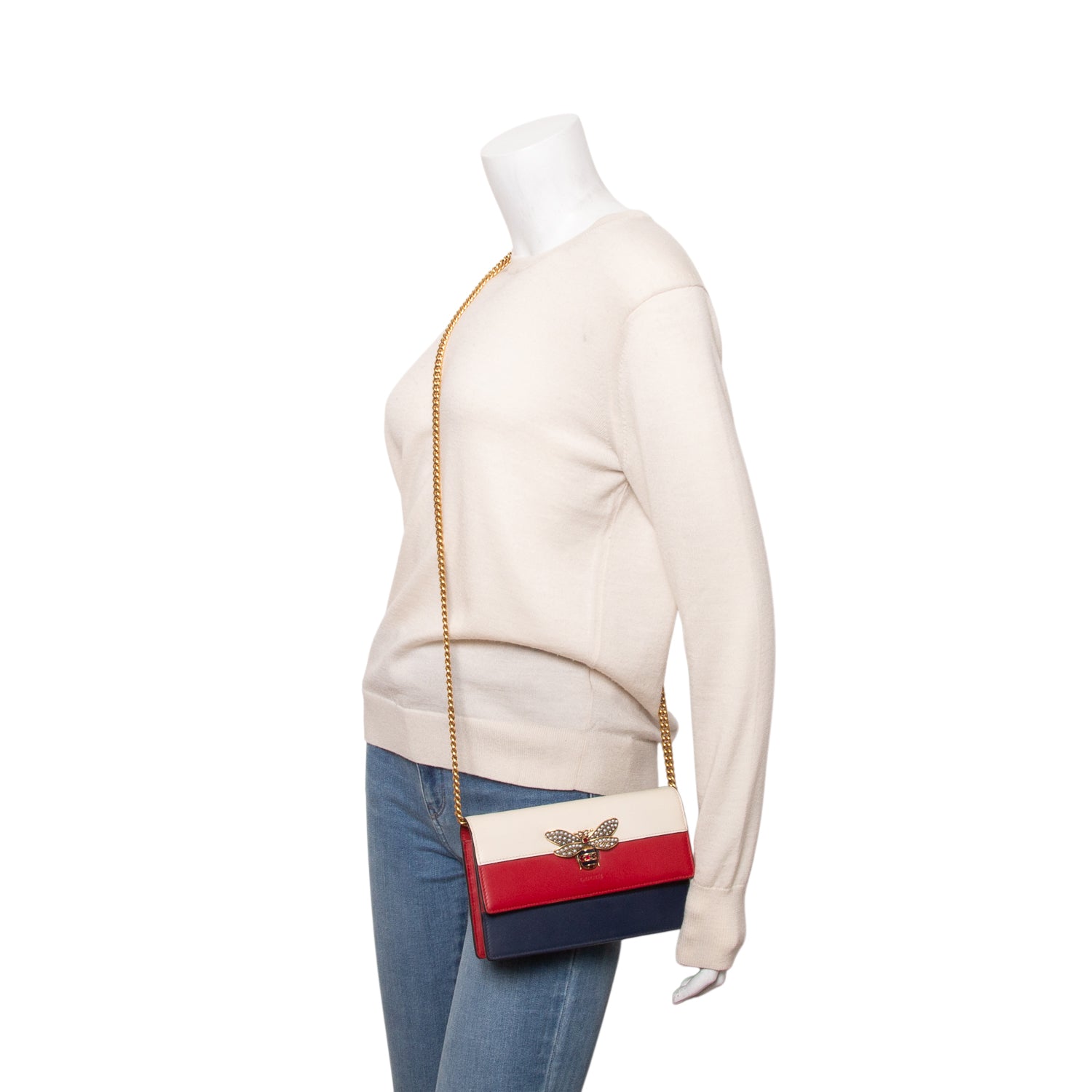 Gucci Tri-Color Calfskin Queen Margaret Chain Wallet