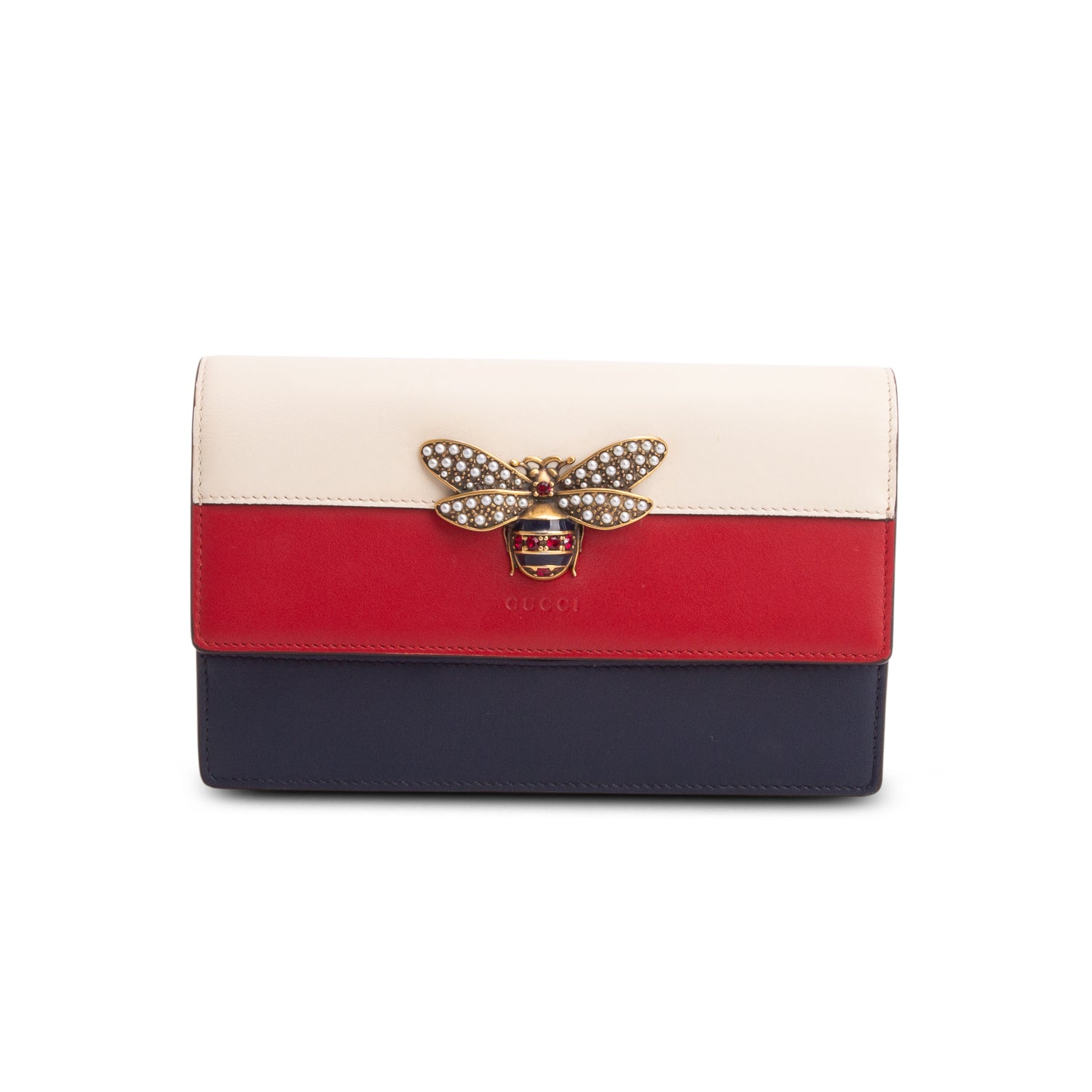 Gucci Tri-Color Calfskin Queen Margaret Chain Wallet