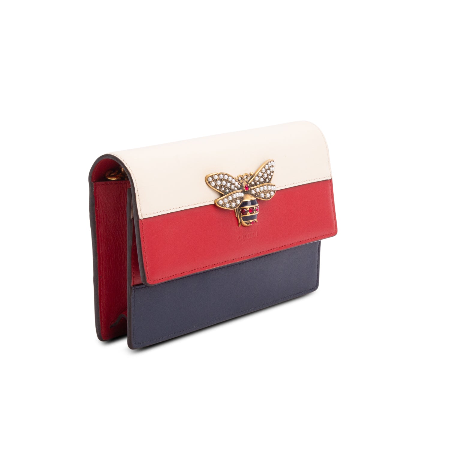 Gucci Tri-Color Calfskin Queen Margaret Chain Wallet
