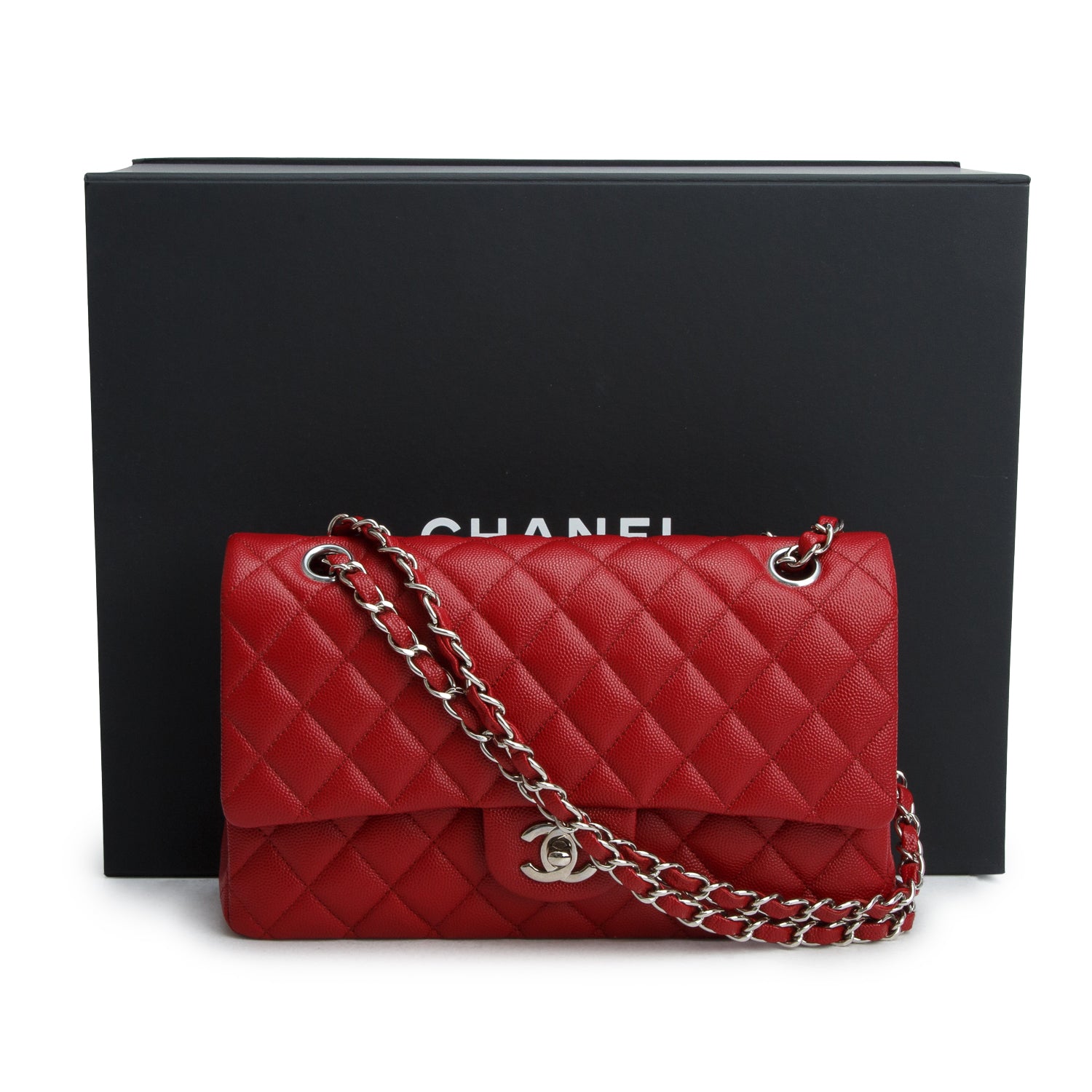 Chanel Red Caviar Classic Medium Double Flap Bag w/ Box & Receipt