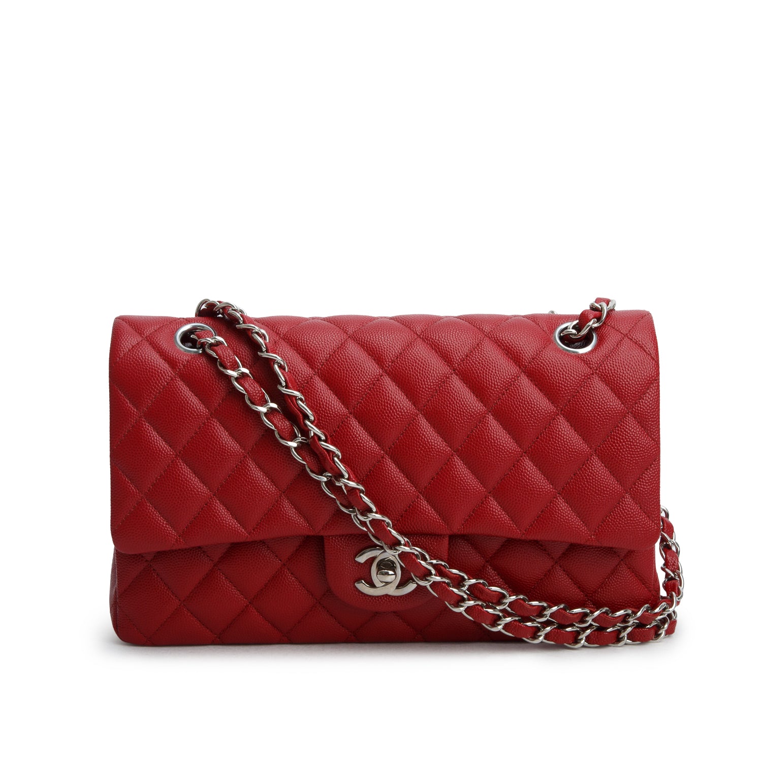 Chanel Red Caviar Classic Medium Double Flap Bag w/ Box & Receipt