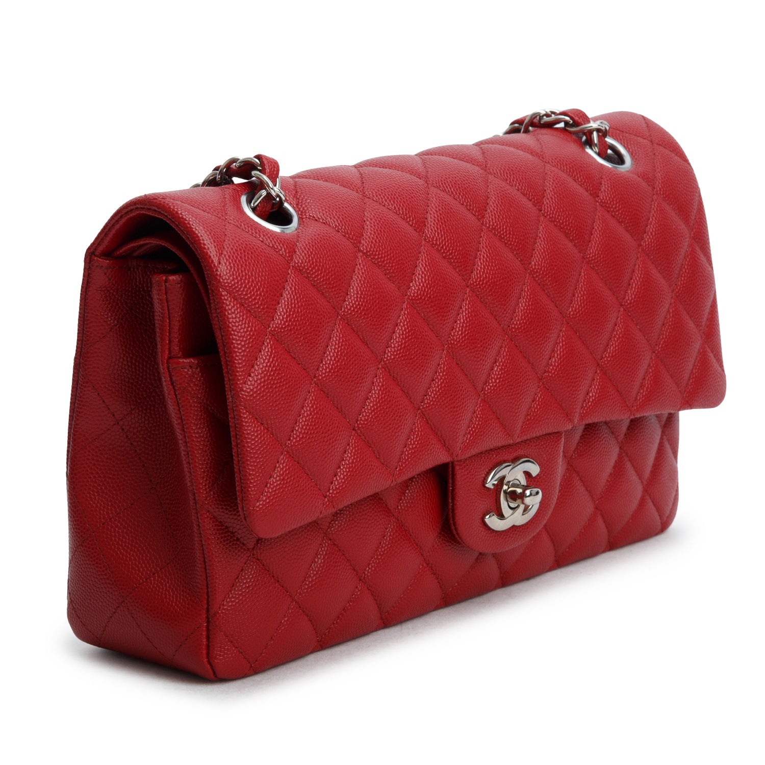 Chanel Red Caviar Classic Medium Double Flap Bag w/ Box & Receipt