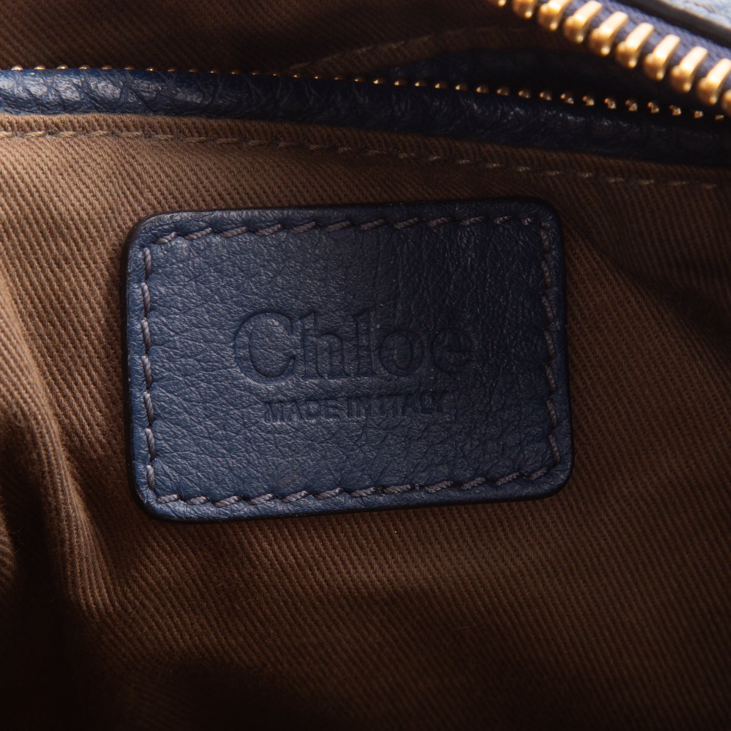Chloe Navy Calfskin Leather Medium Marcie Shoulder Bag w/ Strap & Authenticity Card