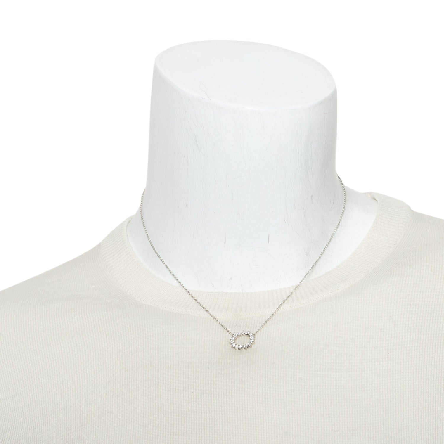 Tiffany & Co. Platinum Diamond Small Open Circle Pendant Necklace w/ Box