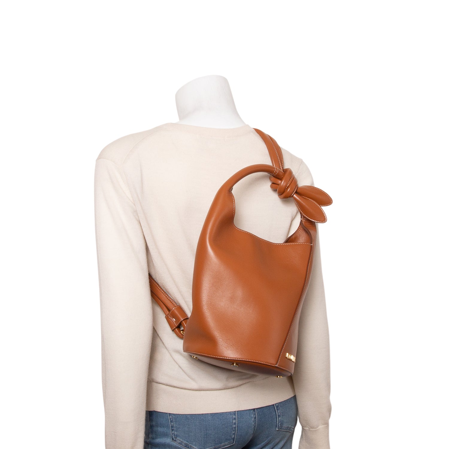 Jacquemus Brown Leather Le Petite Tourni Bucket Bag
