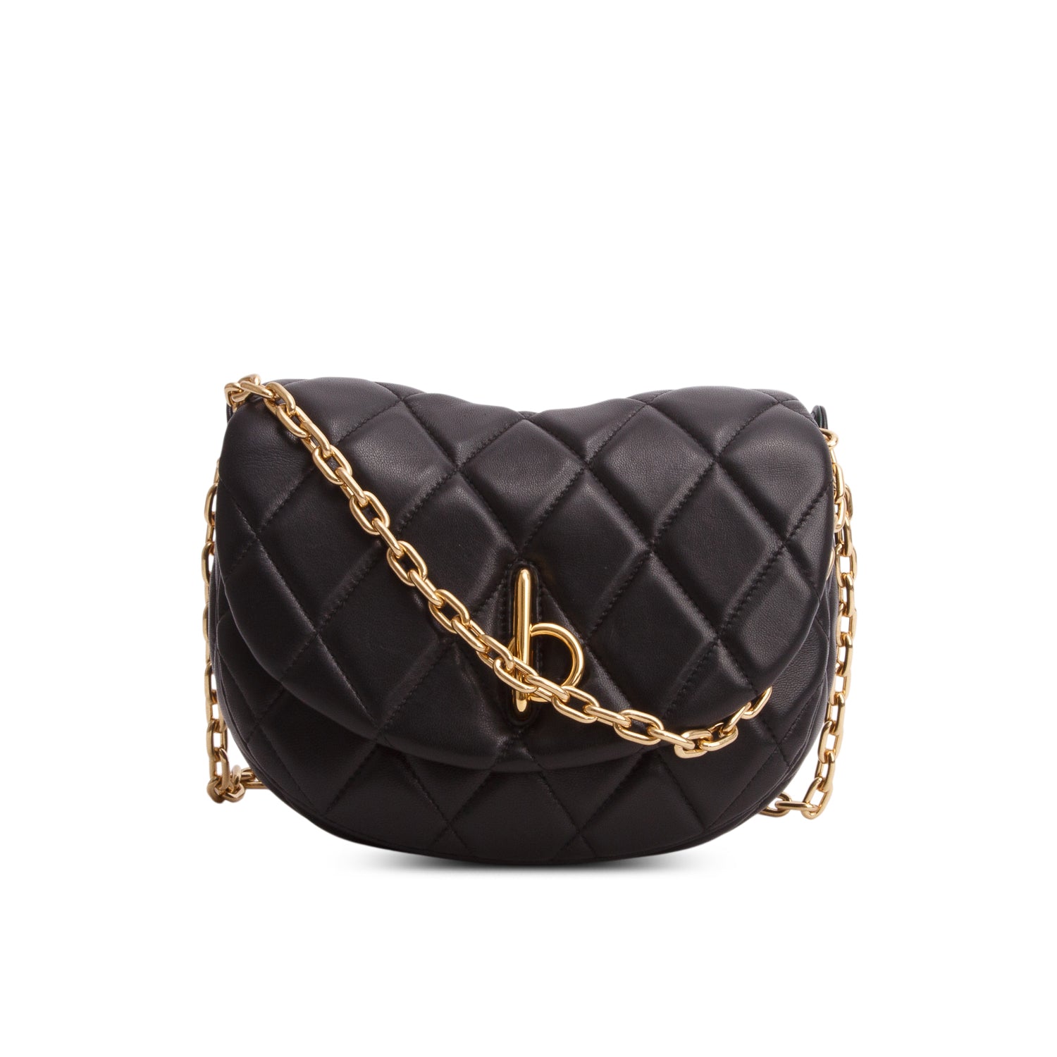 Burberry Black Lambskin Quilted Rocking Horse Shoulder Bag