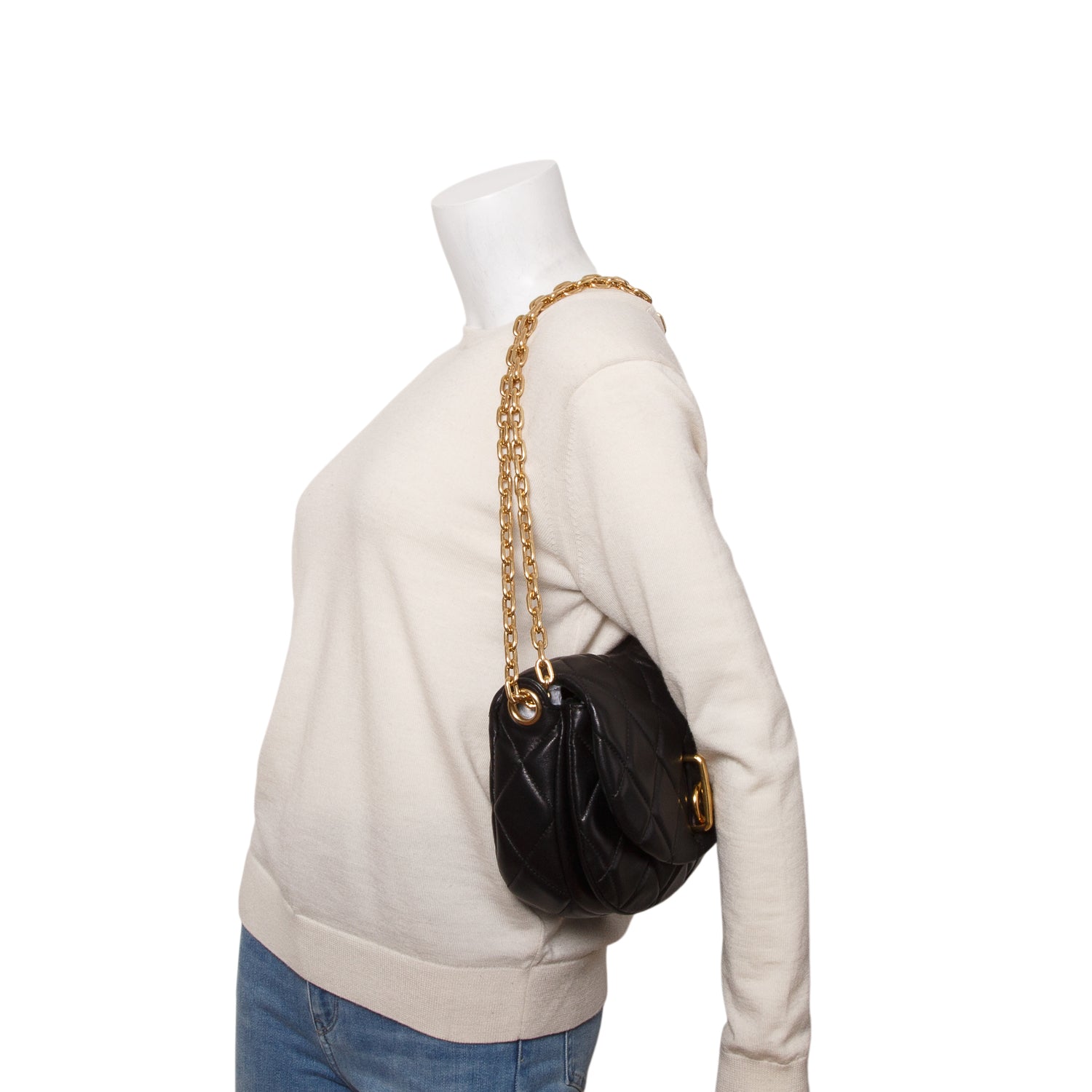 Burberry Black Lambskin Quilted Rocking Horse Shoulder Bag