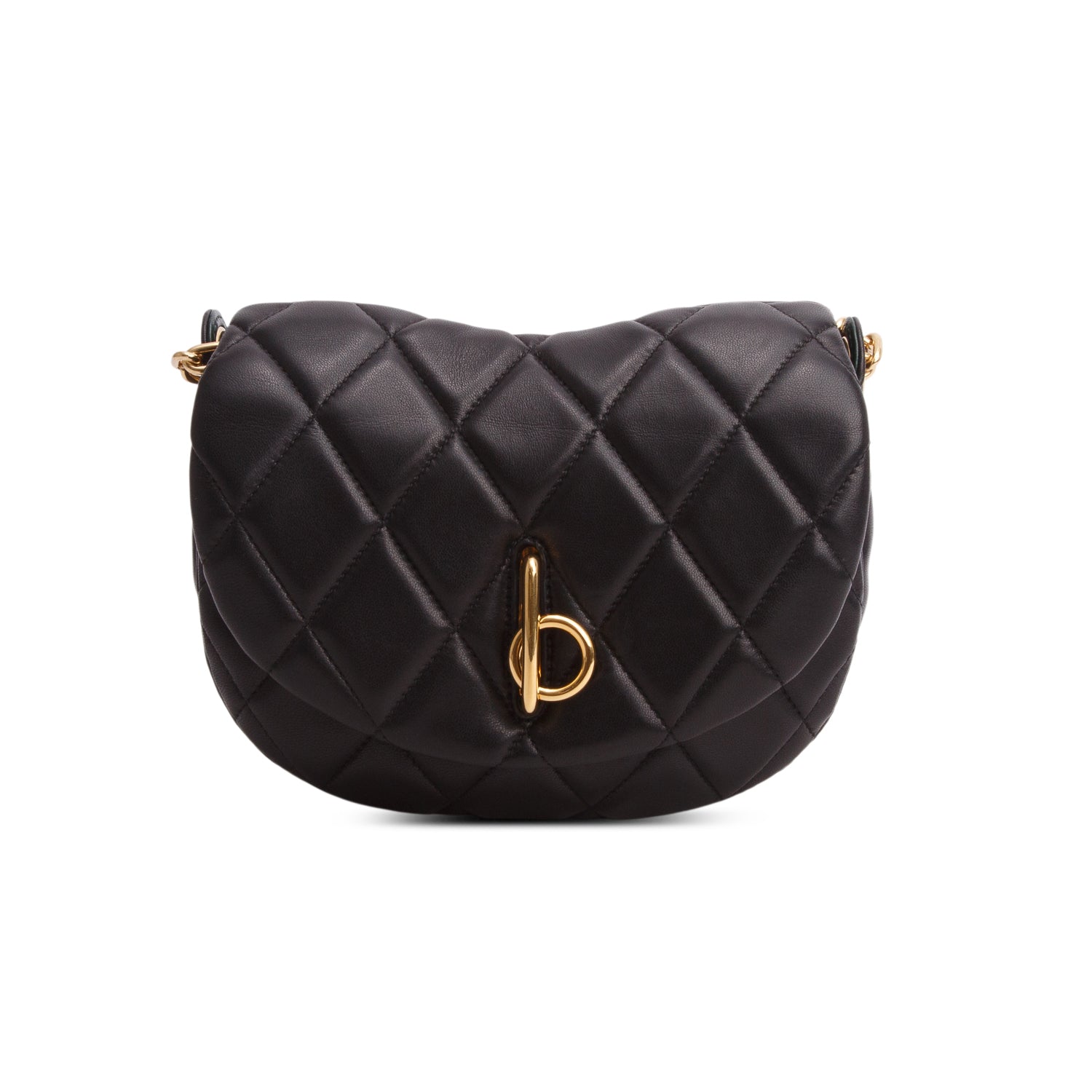 Burberry Black Lambskin Quilted Rocking Horse Shoulder Bag
