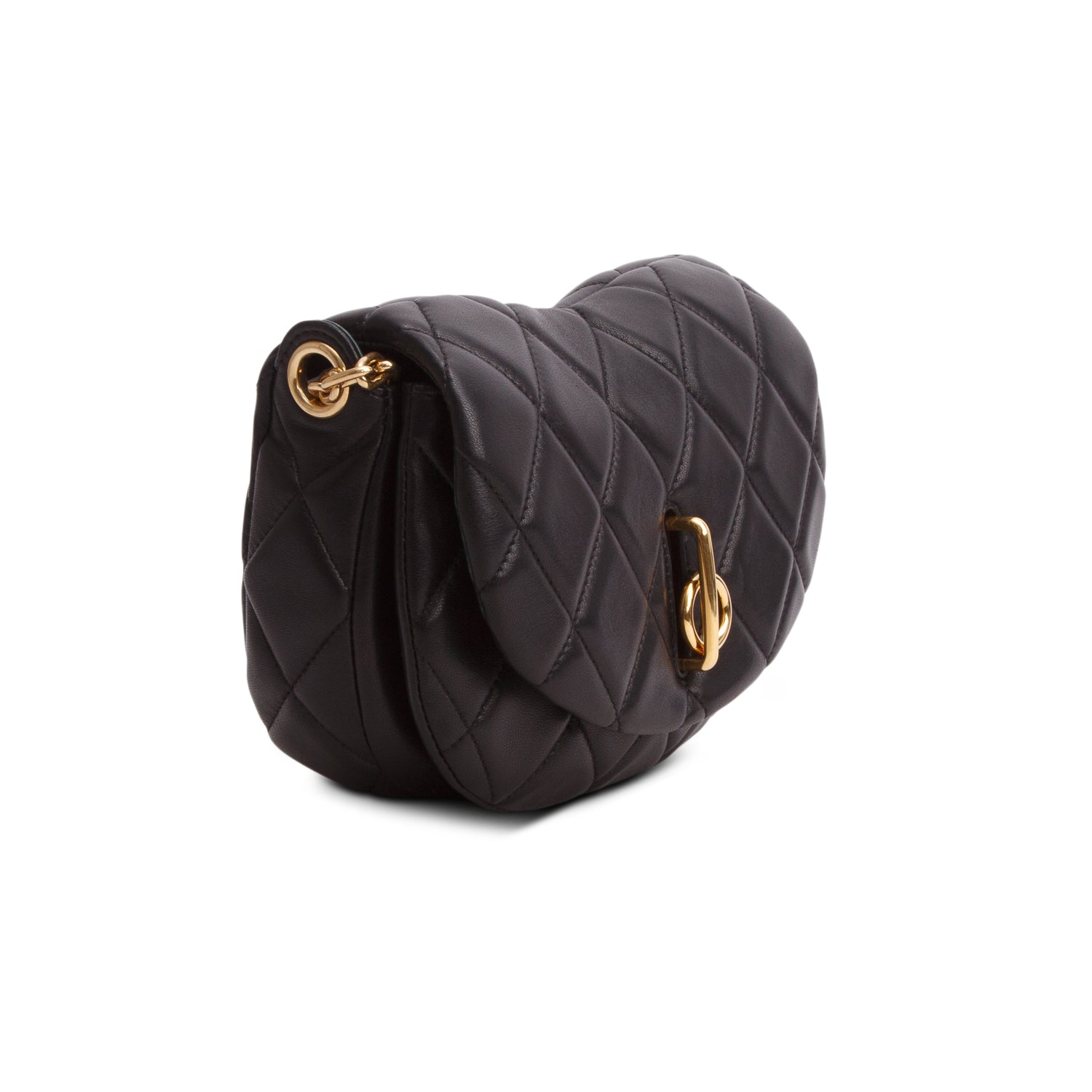 Burberry Black Lambskin Quilted Rocking Horse Shoulder Bag