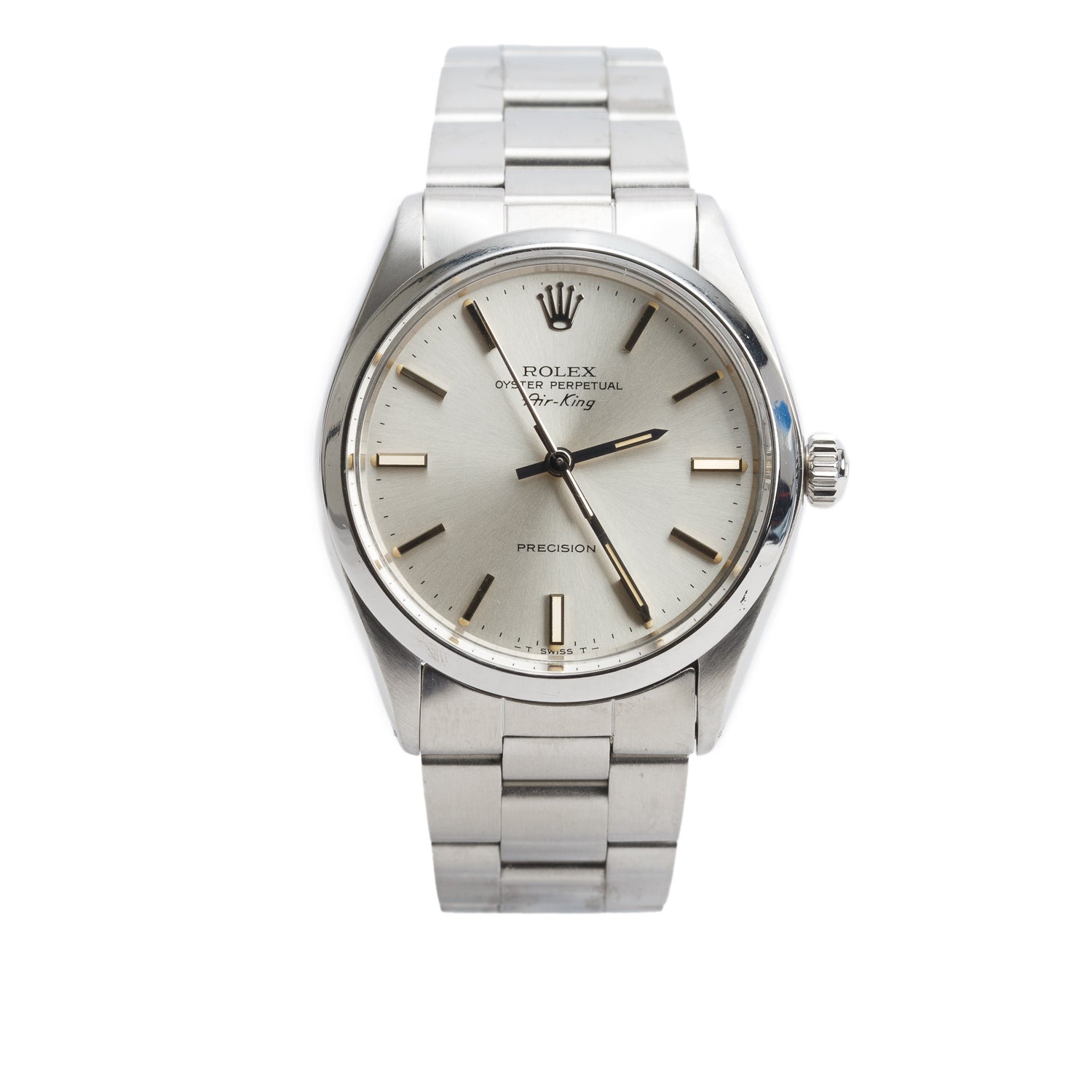 Rolex Stainless Steel Air King 34 MM Automatic Watch Silver Dial 5500