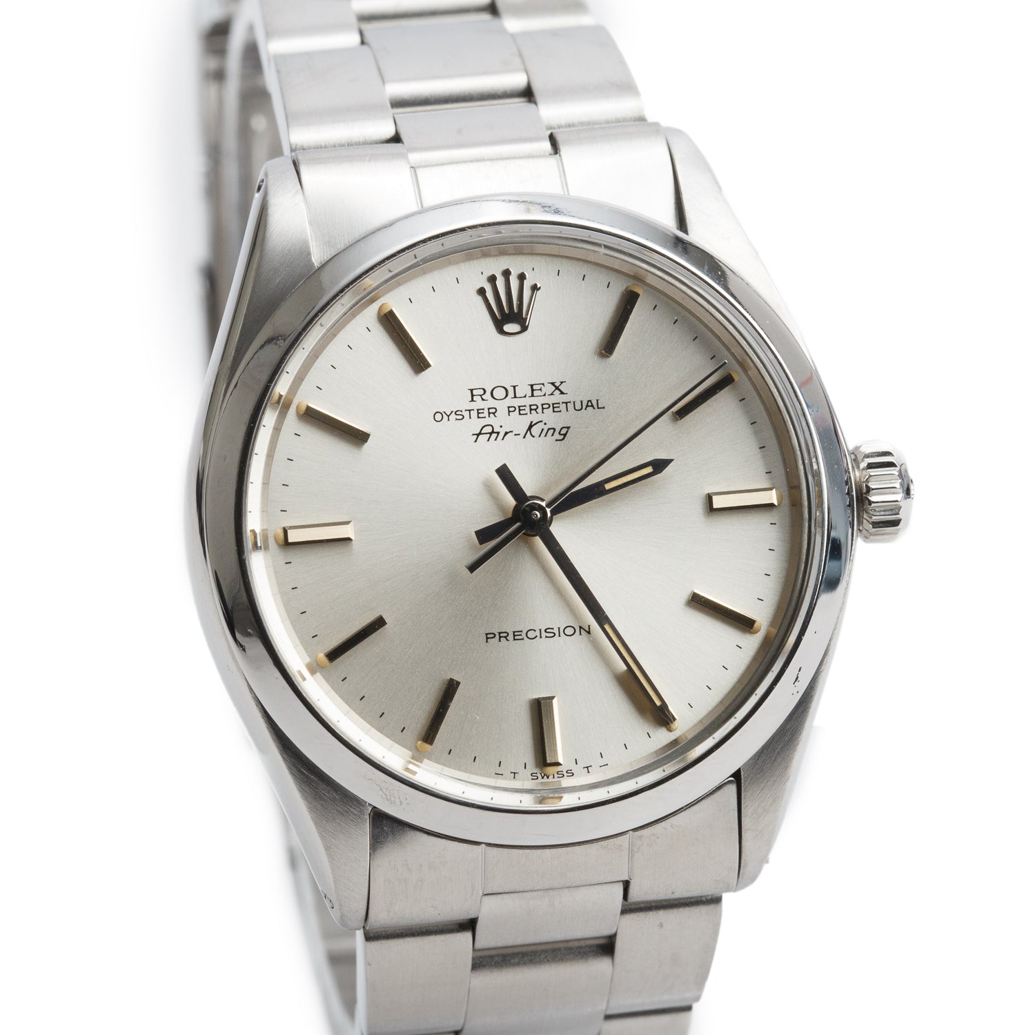 Rolex Stainless Steel Air King 34 MM Automatic Watch Silver Dial 5500