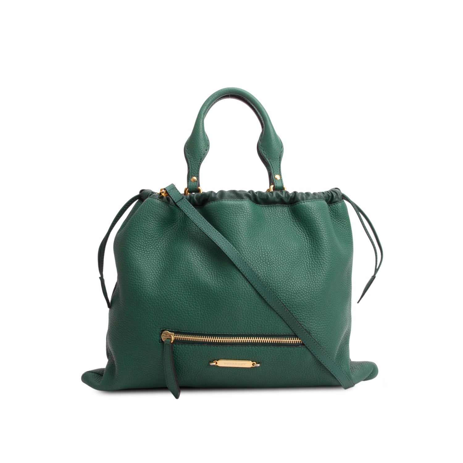 Burberry Green Grained Calfskin Big Crush Tote w/ Strap