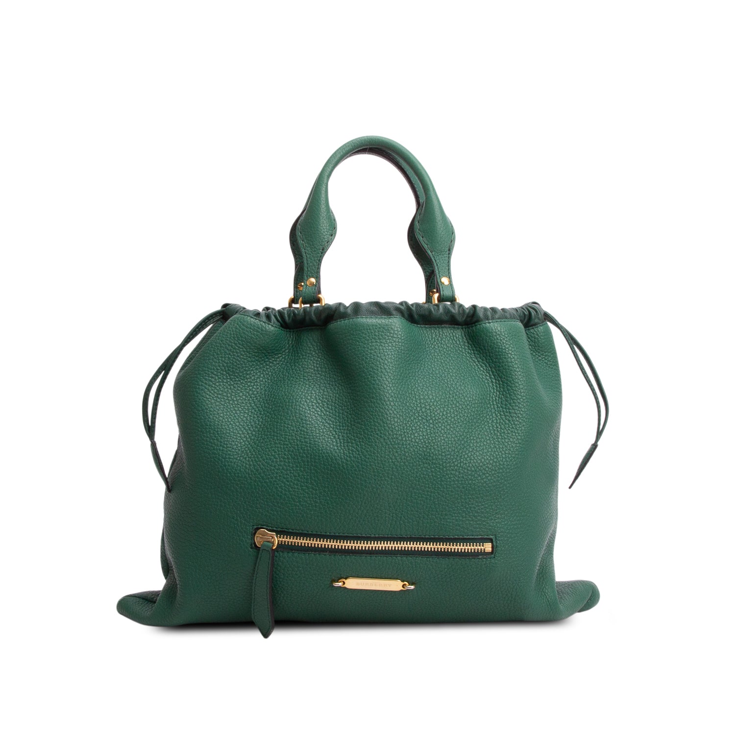 Burberry Green Grained Calfskin Big Crush Tote w/ Strap