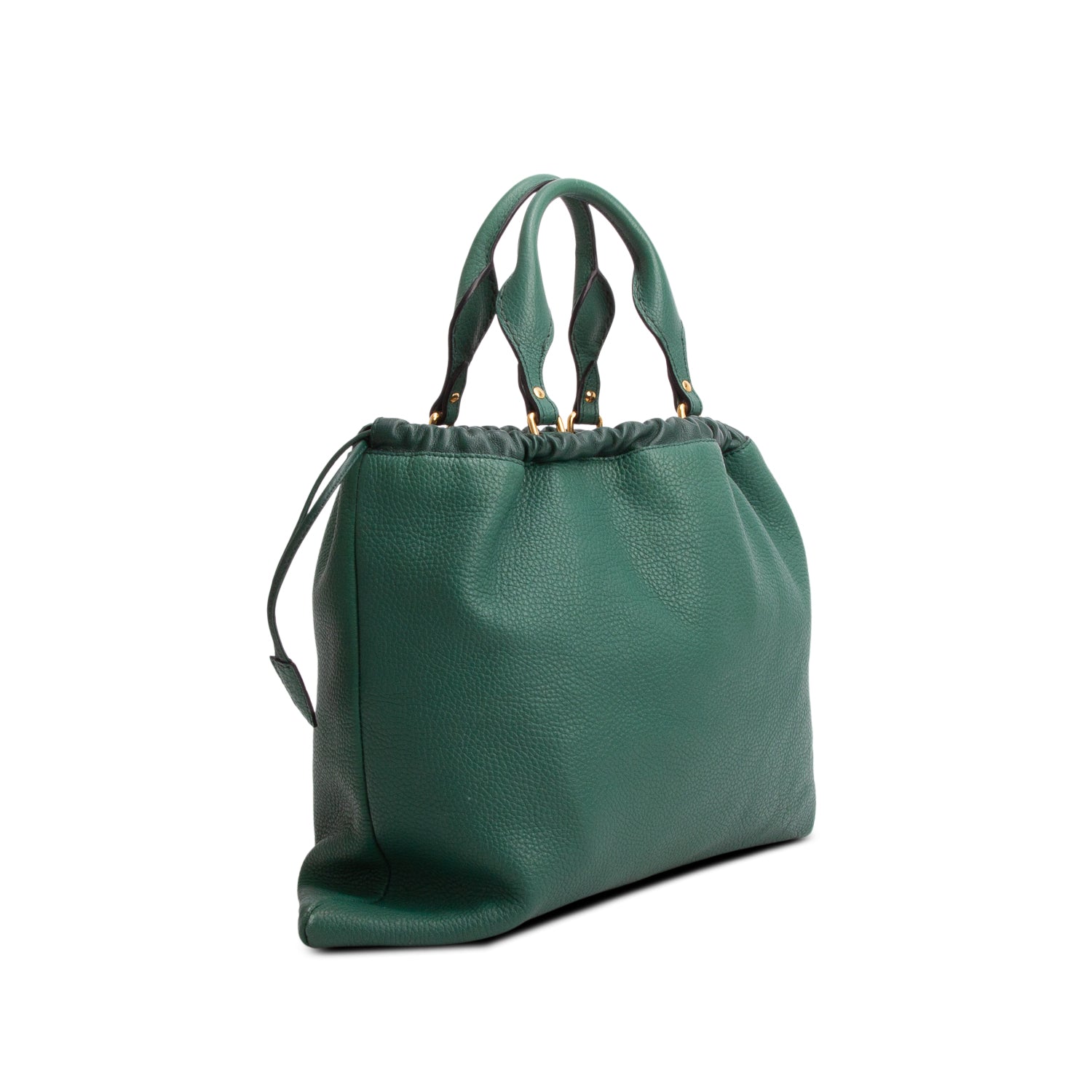 Burberry Green Grained Calfskin Big Crush Tote w/ Strap