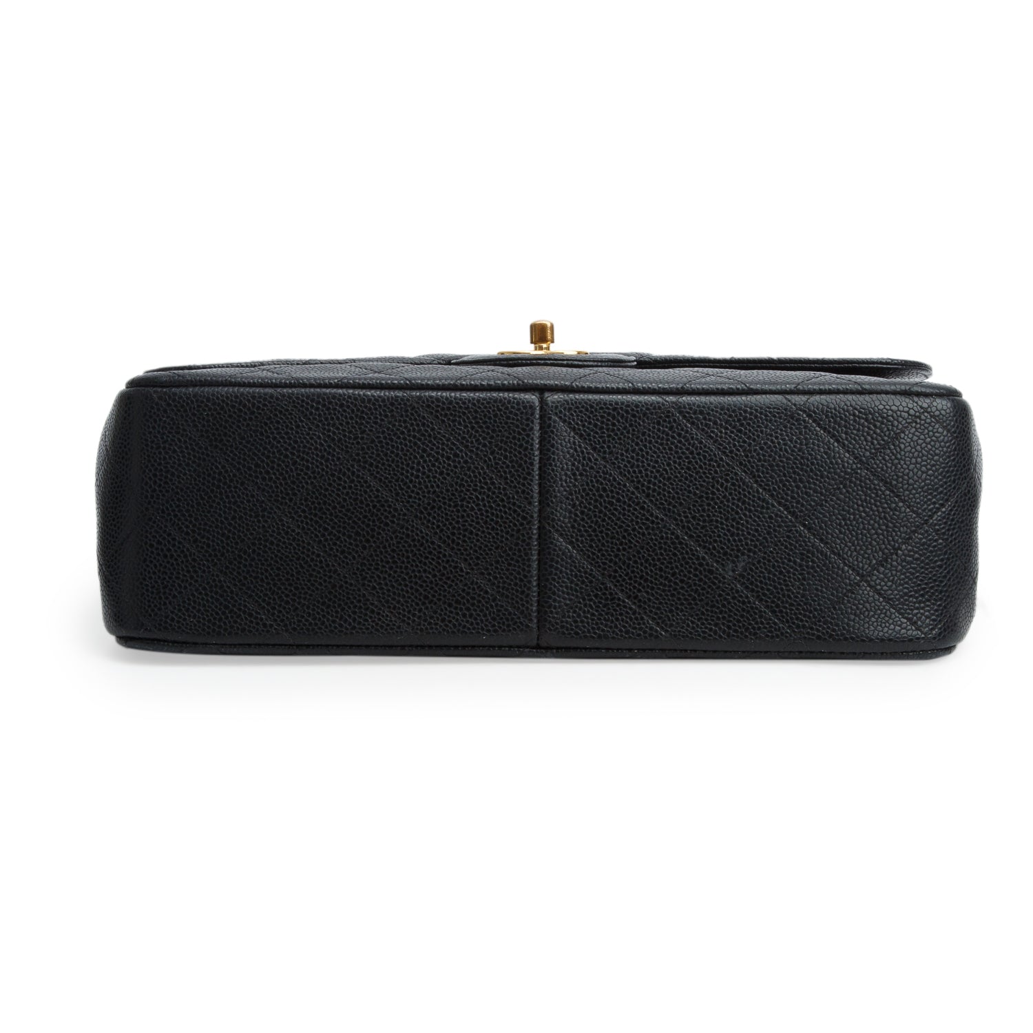 Chanel Black Caviar Quilted Leather Classic Jumbo Double Flap Bag w/ Authenticity Card
