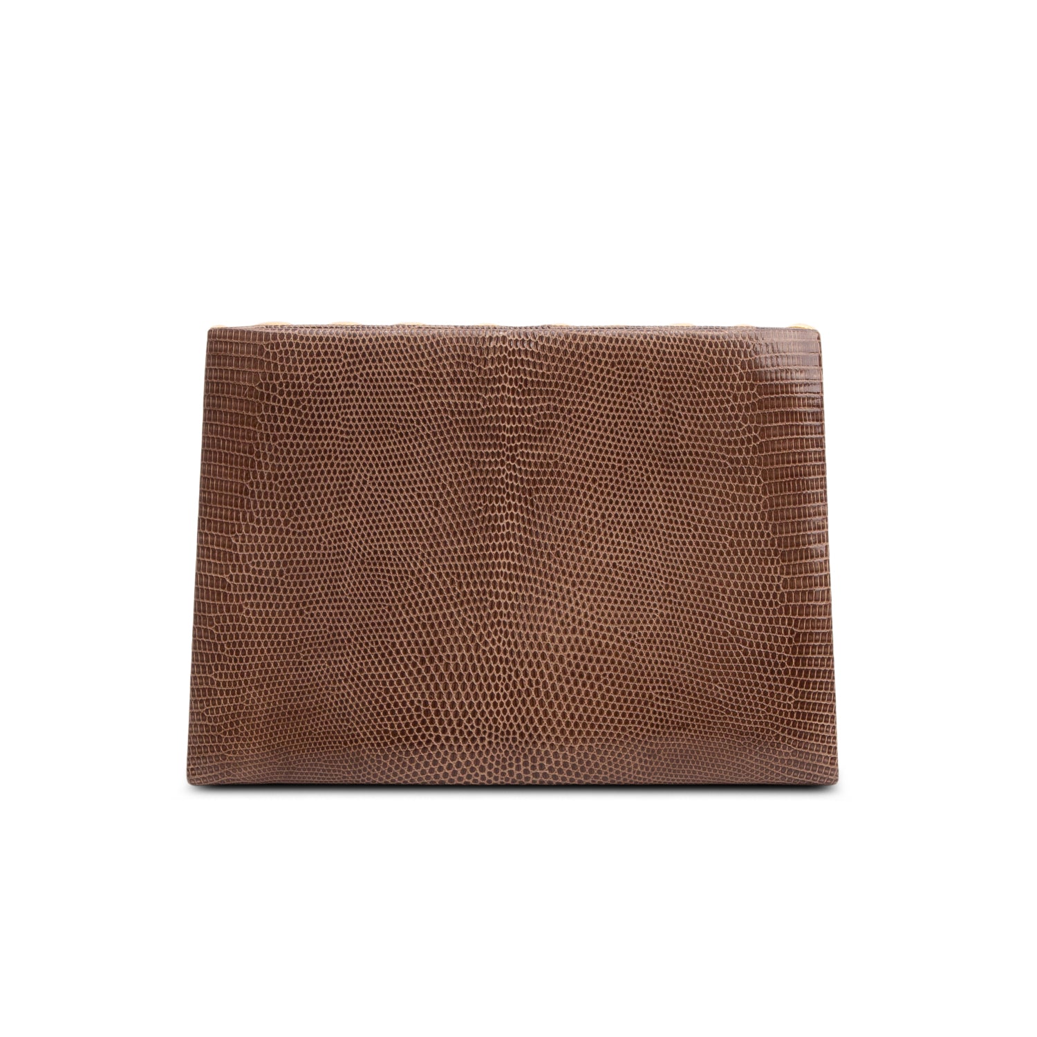 Saint Laurent Vintage Brown Embossed Leather Clutch