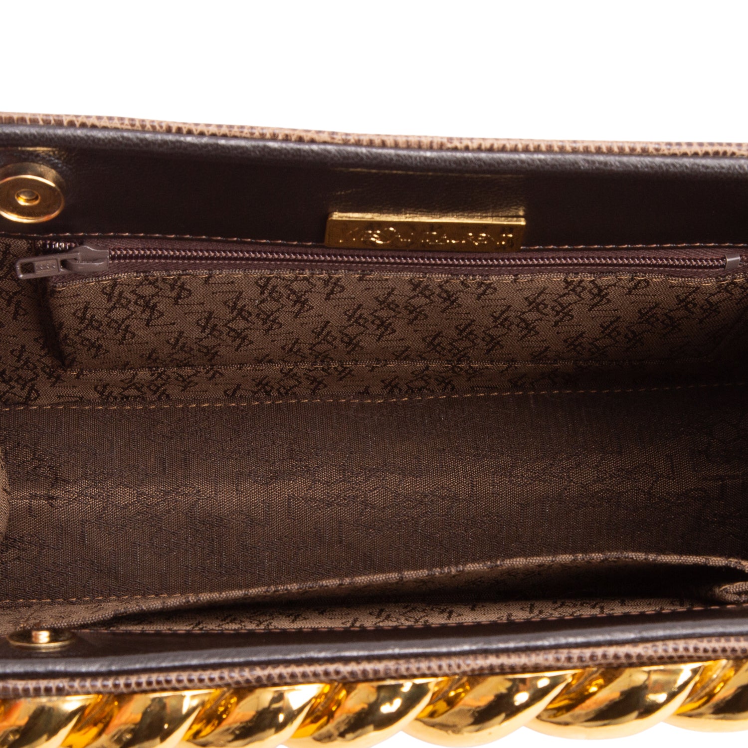Saint Laurent Vintage Brown Embossed Leather Clutch