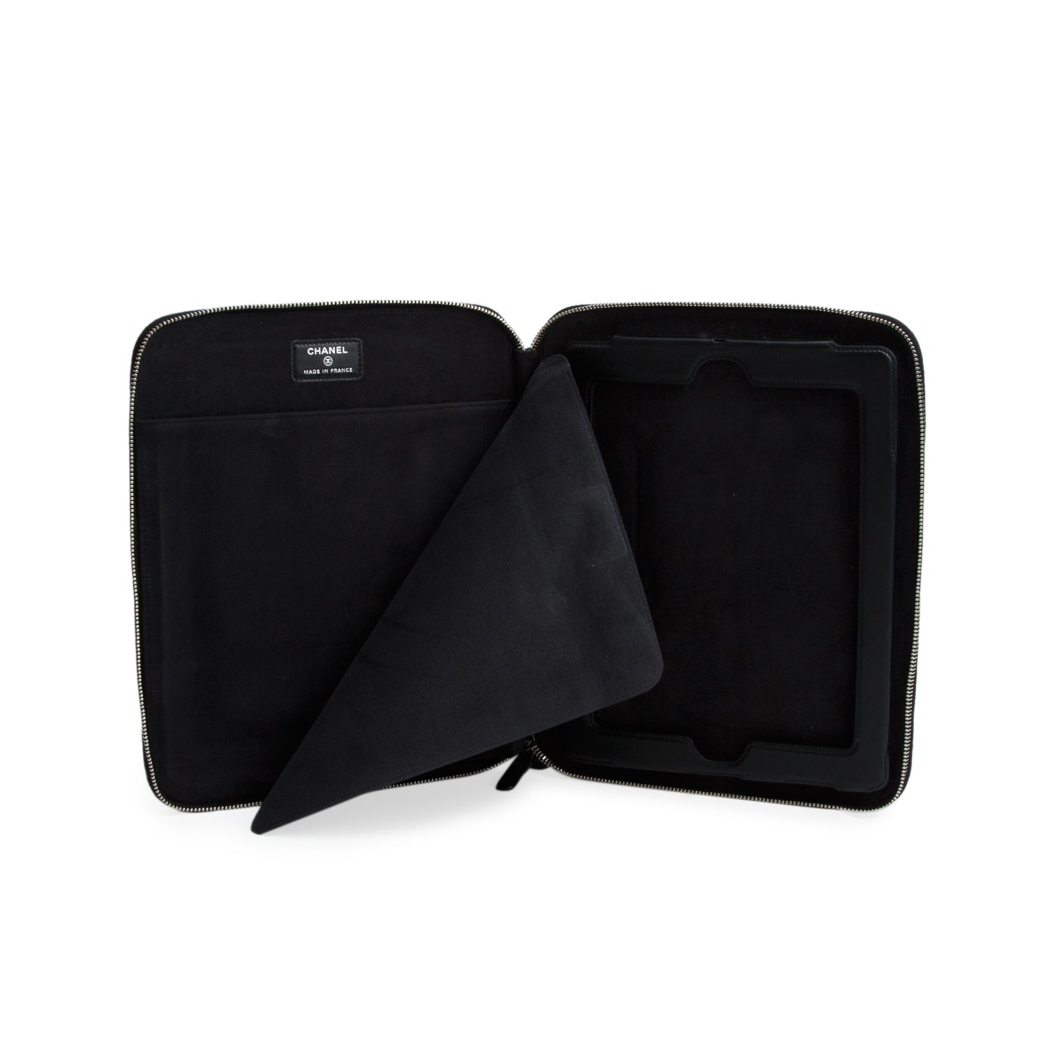 Chanel Black Lambskin Zip Around iPad Case