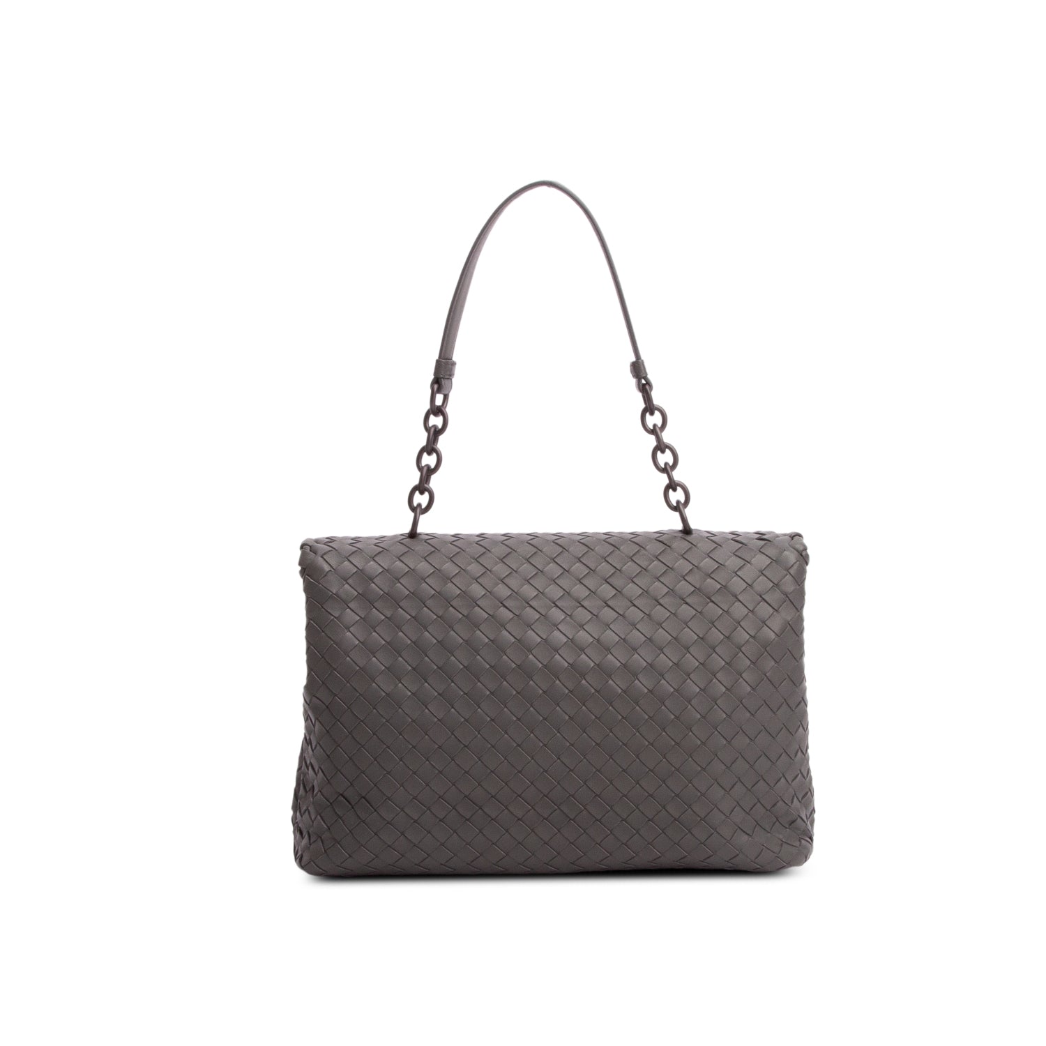 Bottega Veneta Grey Nappa Intrecciato Medium Olimpia Shoulder Bag