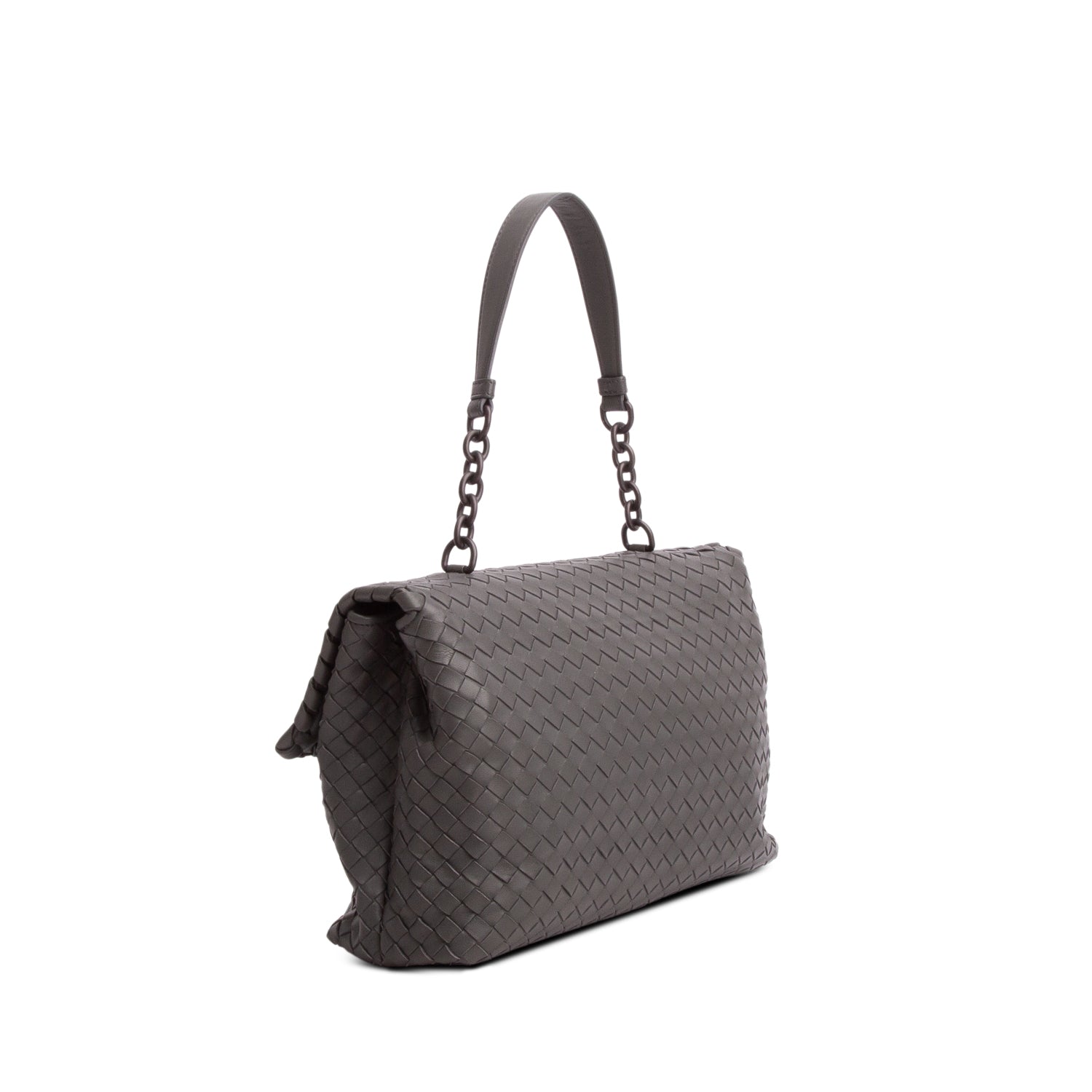 Bottega Veneta Grey Nappa Intrecciato Medium Olimpia Shoulder Bag