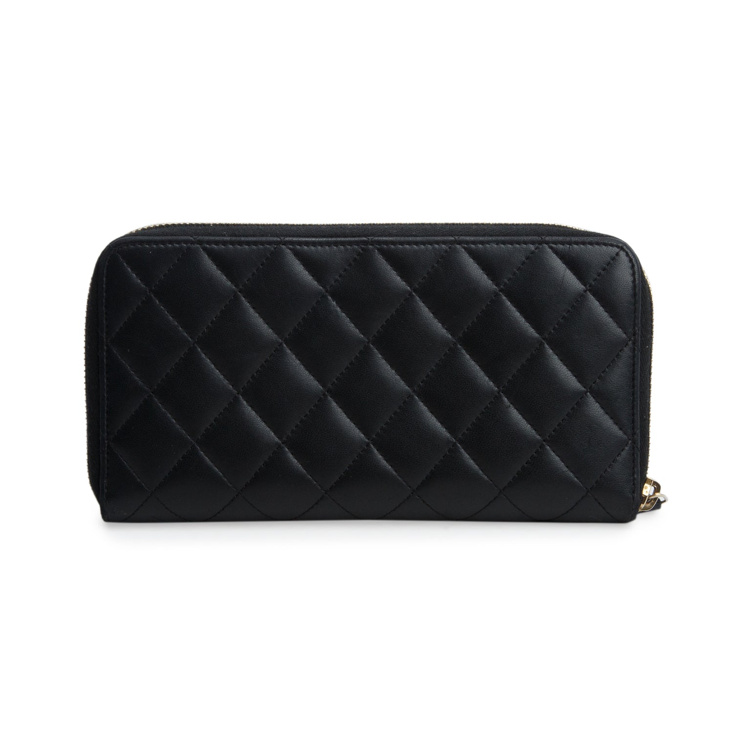 Chanel Black Lambskin Leather Trendy CC Large Gusset Zip Around Wallet w/ Box & Authenticity Card