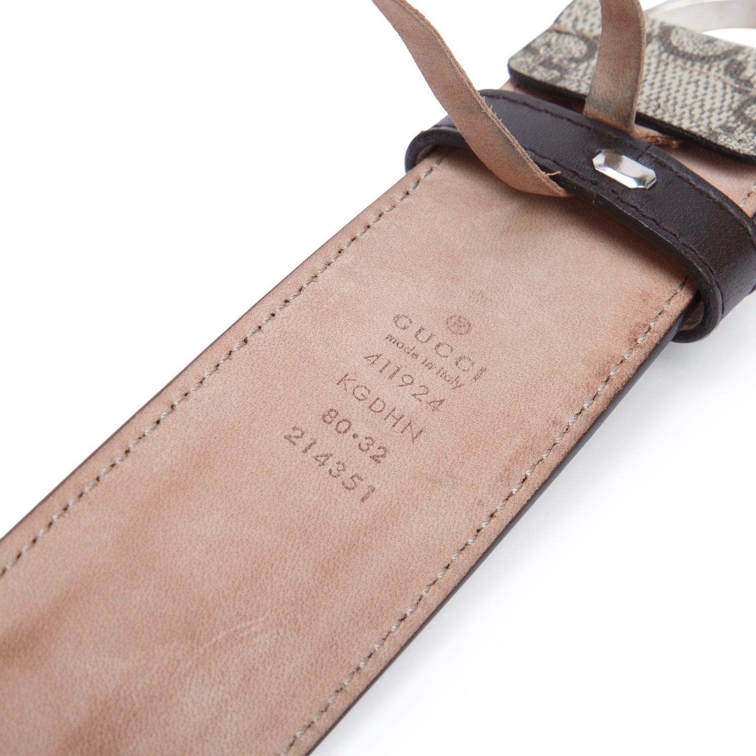 Gucci GG Supreme Monogram Interlocking G Belt, 80 32 w/ Box