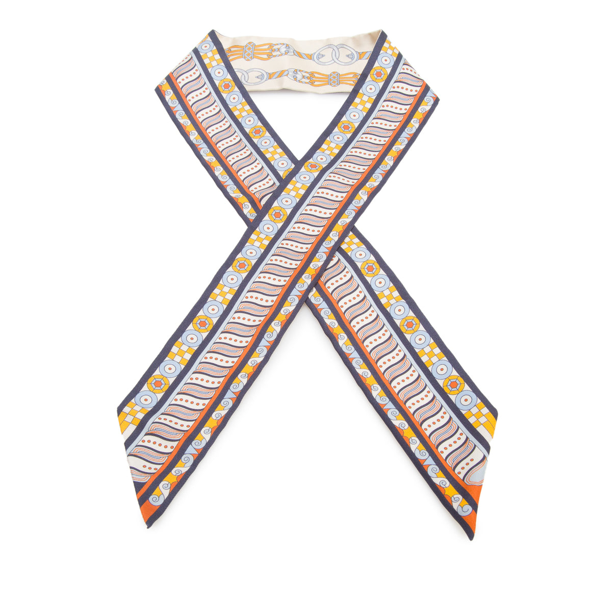 Hermes Multicolor 'Harnais en Rosace' Silk Twilly w/ Box