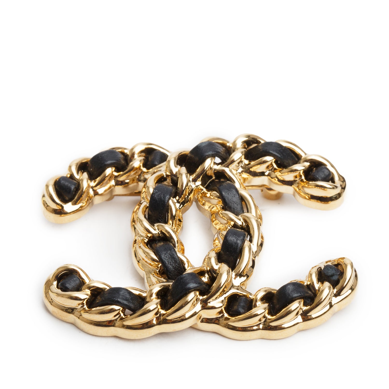 Chanel 2024 Gold Plated Leather CC Brooch w/ Box
