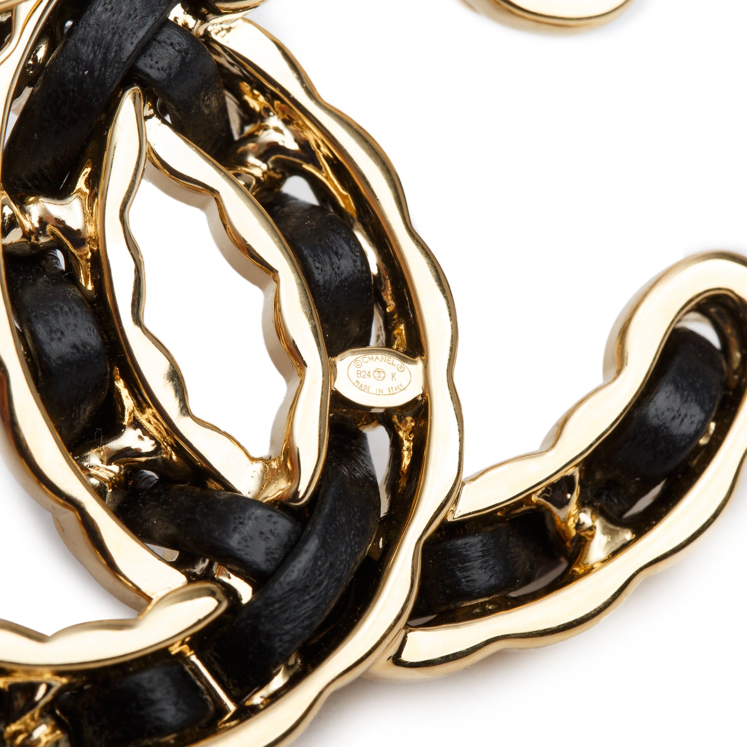 Chanel 2024 Gold Plated Leather CC Brooch w/ Box
