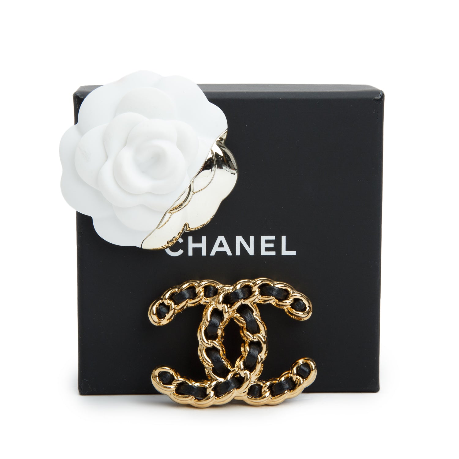Chanel 2024 Gold Plated Leather CC Brooch w/ Box